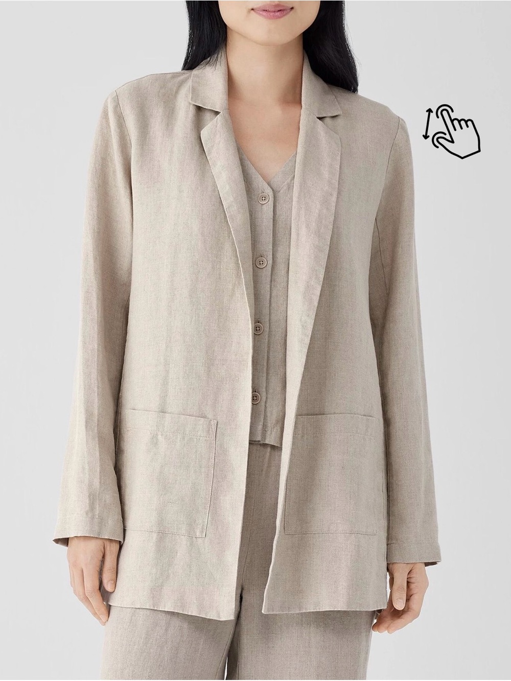 NWT Cato Open Front Lightweight Utility Blazer Jacket Linen Look Beige M